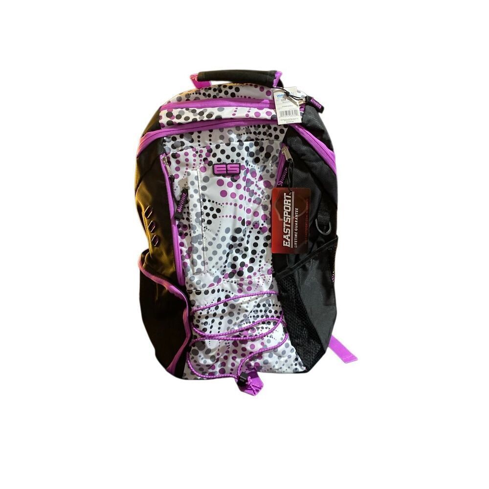 NWT East sport, large, purple, black and white Multipocket backpack